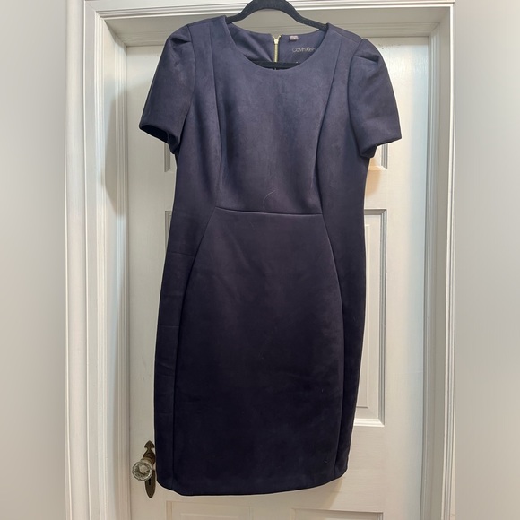 Navy suede Calvin Klein dress - Picture 2 of 4
